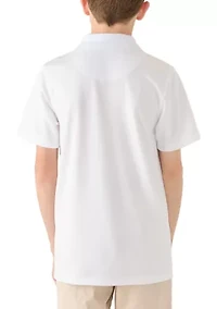 Boys 8-20 Solid Perforated Pindot Polo Shirt