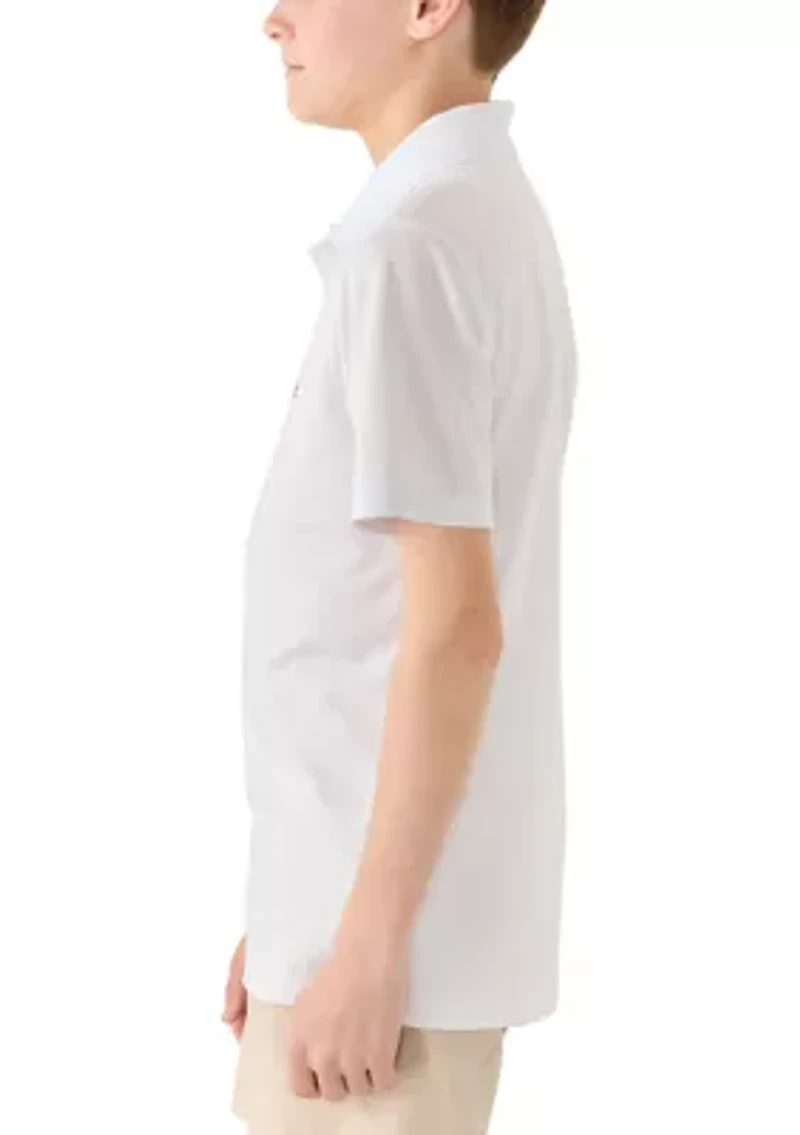 Boys 8-20 Solid Perforated Pindot Polo Shirt