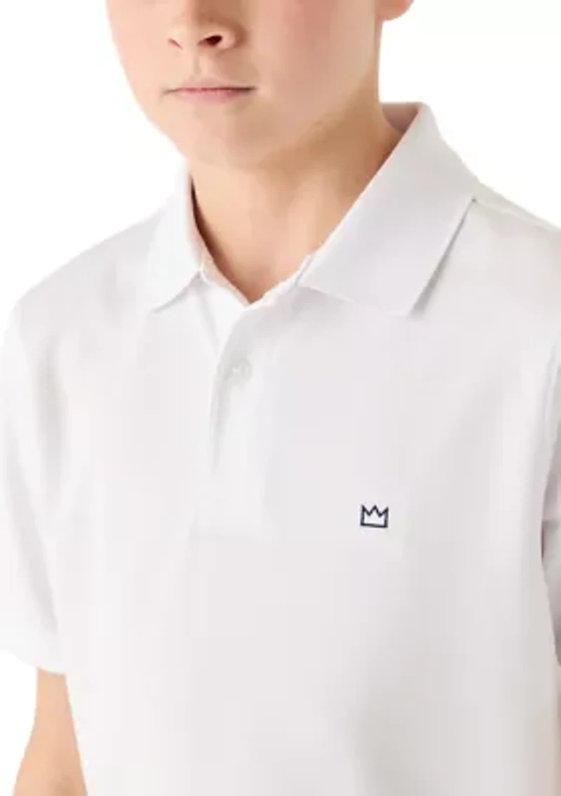Boys 8-20 Solid Perforated Pindot Polo Shirt