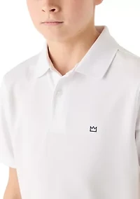 Boys 8-20 Solid Perforated Pindot Polo Shirt
