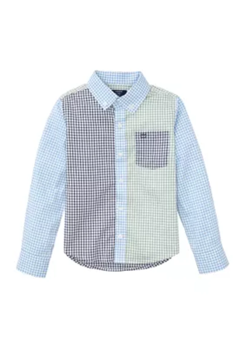 Boys - Long Sleeve Mismatched Gingham Poplin Shirt
