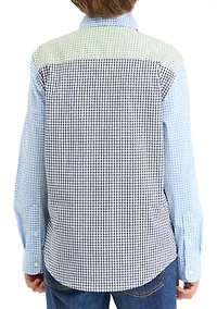Boys - Long Sleeve Mismatched Gingham Poplin Shirt