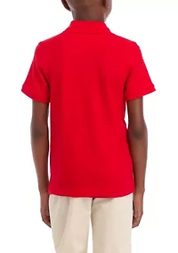 Boys 8-20 Short Sleeve Solid Pique Polo Shirt