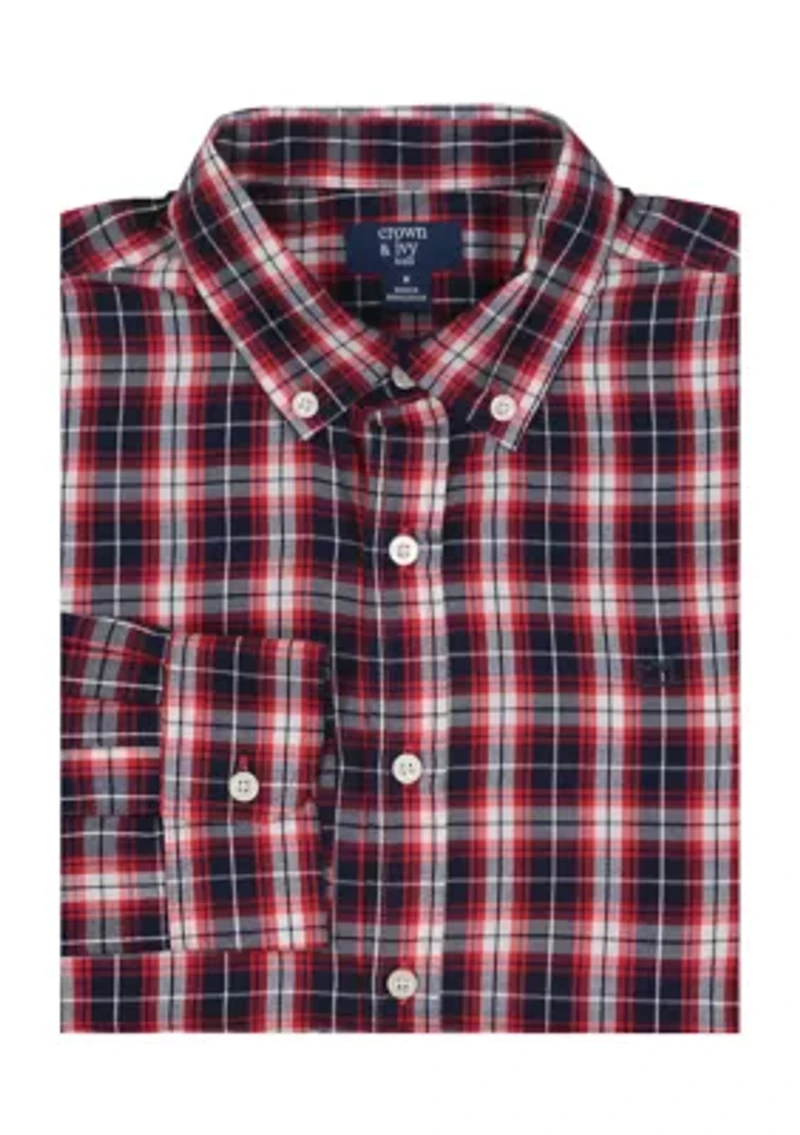 Boys 4-7 Woven Brushed Twill Button Down Shirt