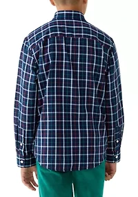 Boys 8-20 Husky Long Sleeve Woven Brushed Twill Shirt