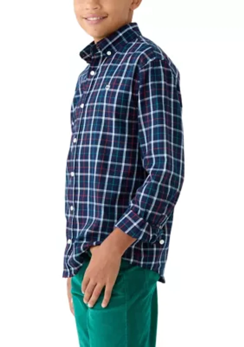 Boys 8-20 Husky Long Sleeve Woven Brushed Twill Shirt