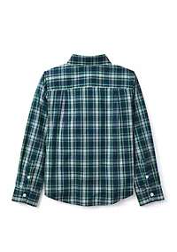 Boys 4-7 Long Sleeve Poplin Plaid Shirt