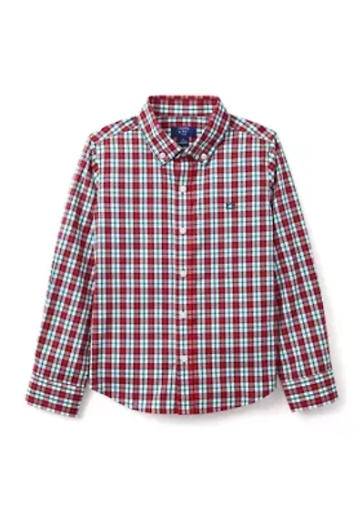 Boys 4-7 Long Sleeve Poplin Plaid Shirt