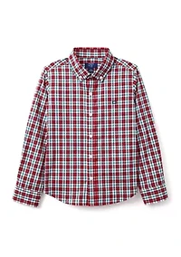 Boys 4-7 Long Sleeve Poplin Plaid Shirt