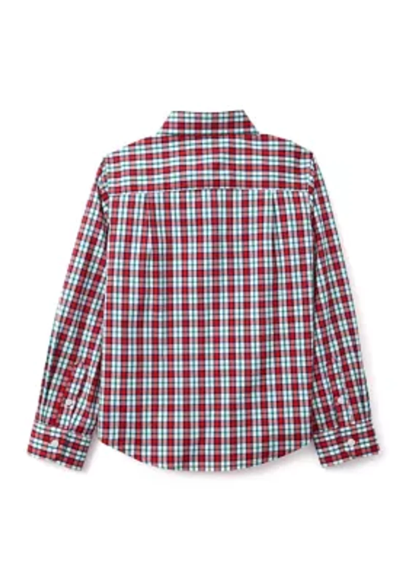 Boys 4-7 Long Sleeve Poplin Plaid Shirt