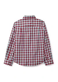 Boys 4-7 Long Sleeve Poplin Plaid Shirt