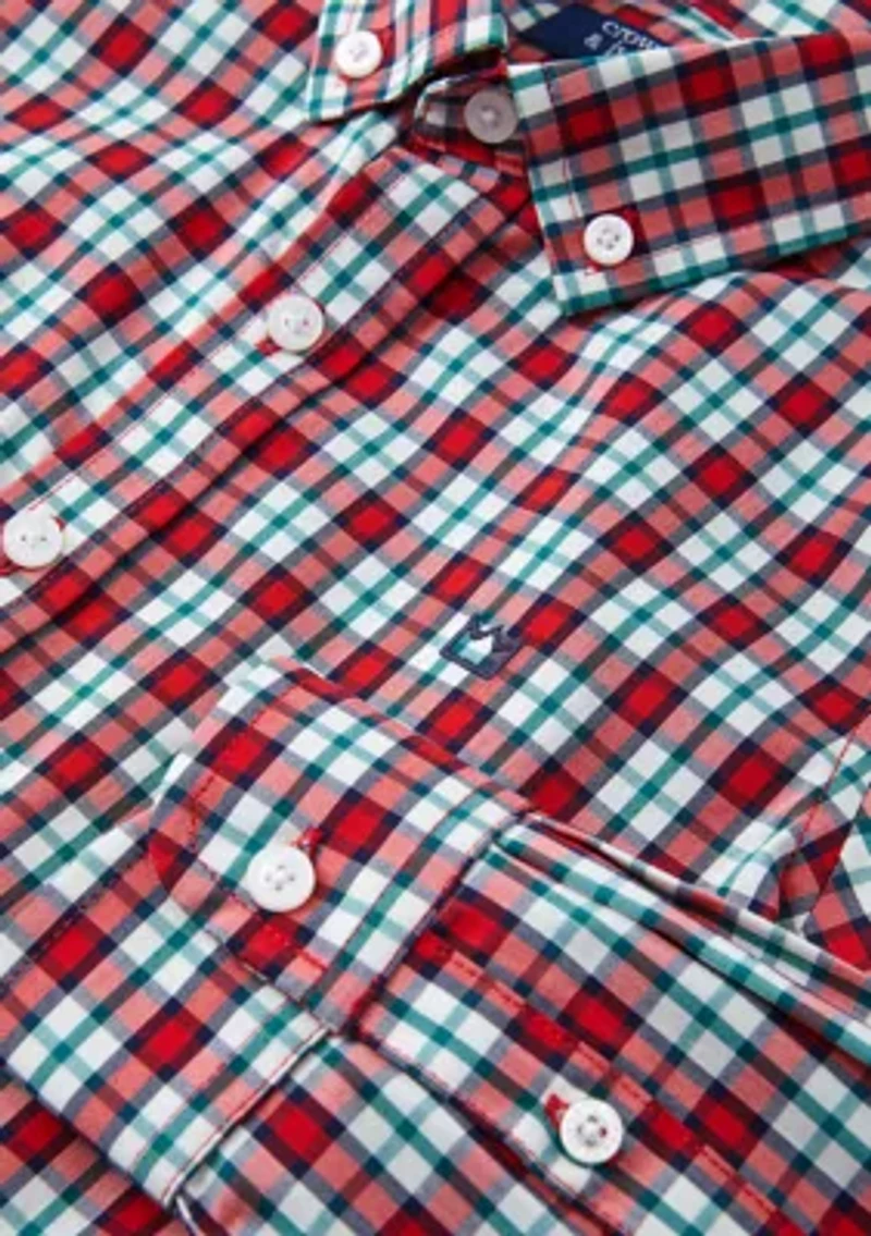 Boys 4-7 Long Sleeve Poplin Plaid Shirt