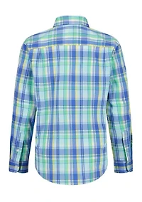 Boys 8-20 Husky Summer Plaid Poplin Shirt