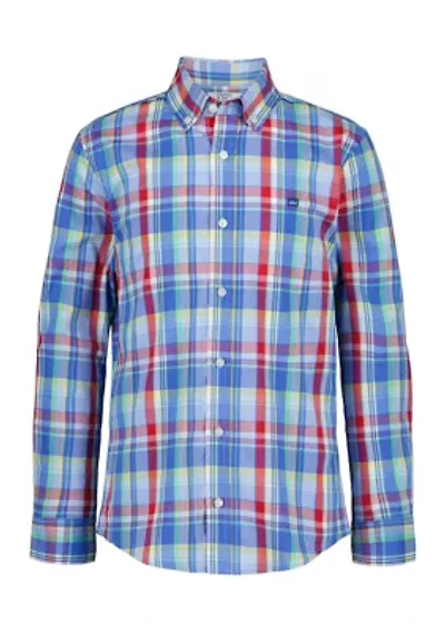 Boys 8-20 Husky Plaid Poplin Shirt