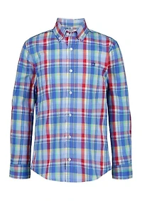 Boys 8-20 Husky Plaid Poplin Shirt