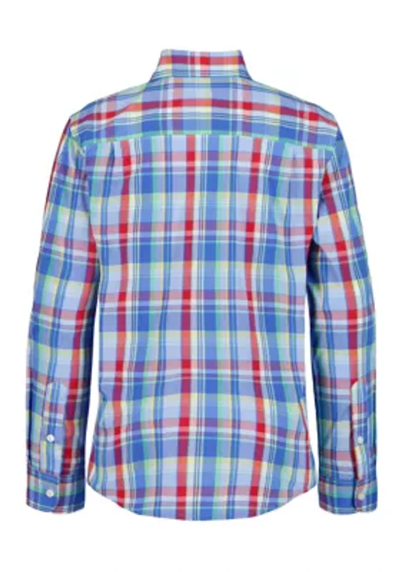 Boys 8-20 Husky Plaid Poplin Shirt