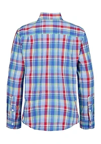 Boys 8-20 Husky Plaid Poplin Shirt