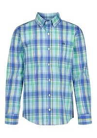 Boys 4-7 Summer Plaid Poplin Shirt
