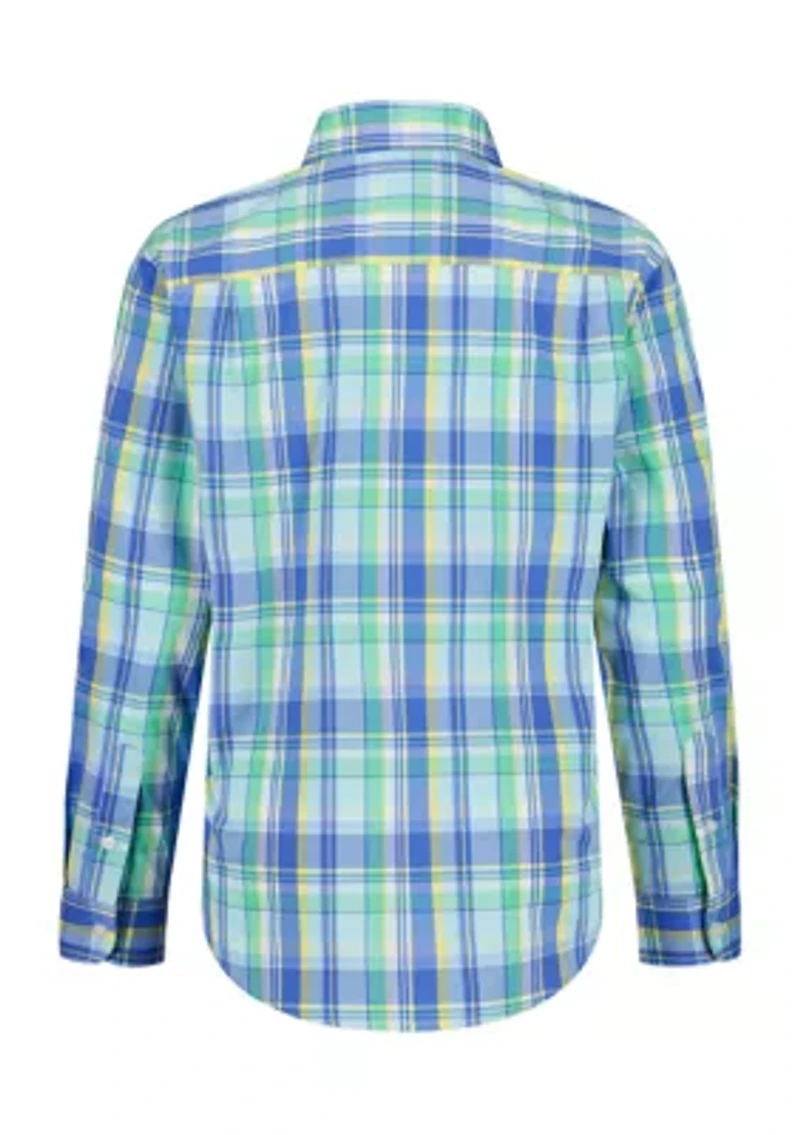 Boys 4-7 Summer Plaid Poplin Shirt