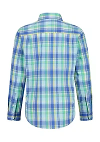 Boys 4-7 Summer Plaid Poplin Shirt