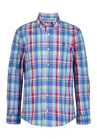 Boys 4-7 Summer Plaid Poplin Shirt