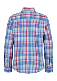 Boys 4-7 Summer Plaid Poplin Shirt