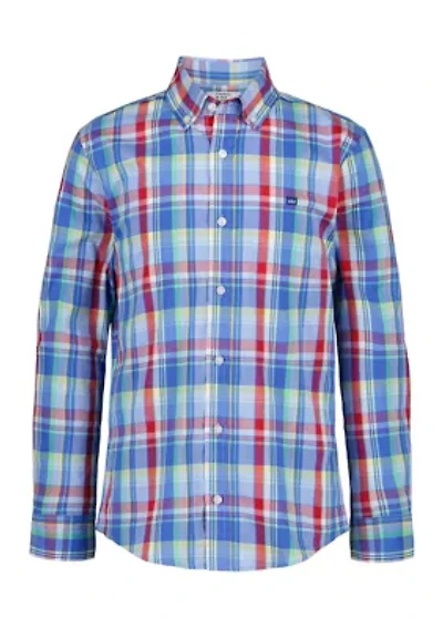Boys 8-20 Summer Plaid Poplin Shirt