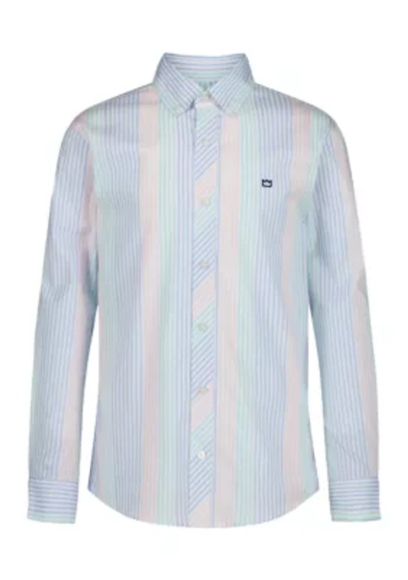 Boys 8-20 Long Sleeve Striped Poplin Shirt