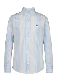 Boys 8-20 Long Sleeve Striped Poplin Shirt