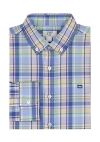 Boys 8-20 Woven Coastal Plaid Poplin Shirt