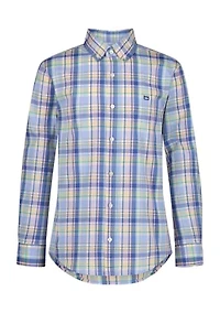 Boys 8-20 Woven Coastal Plaid Poplin Shirt