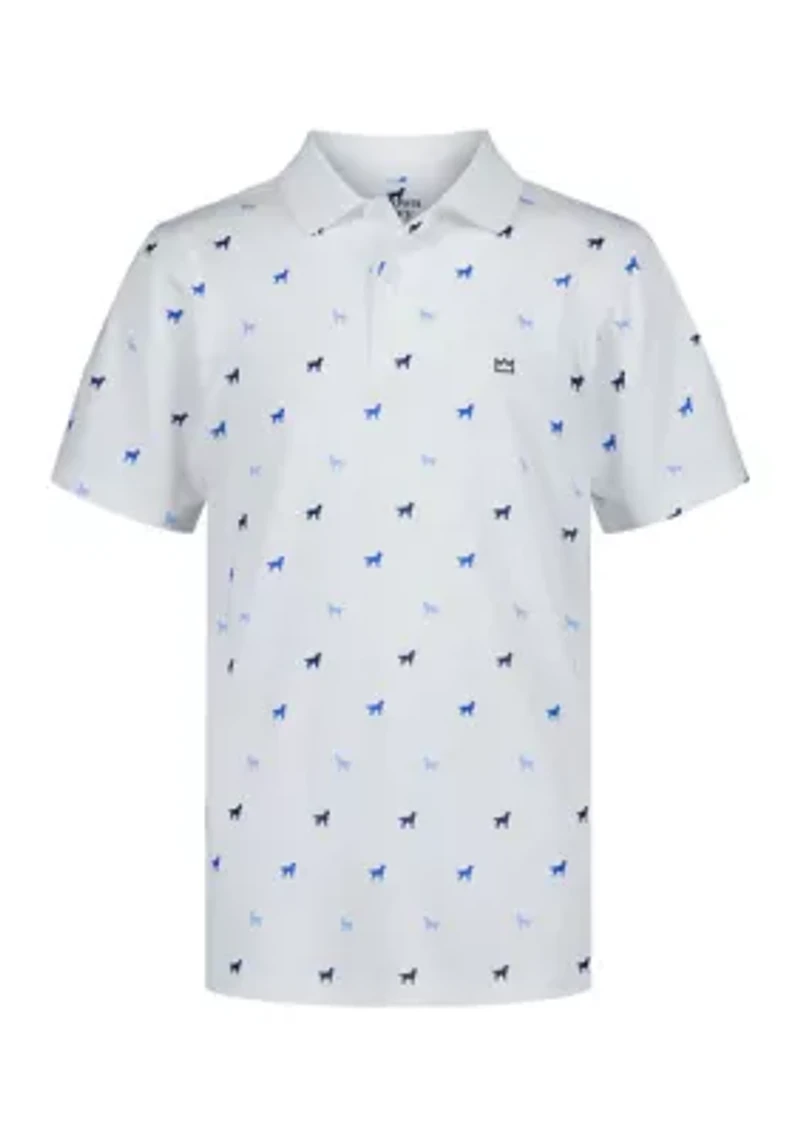 Boys 4-7 Dog Print Performance Polo Shirt