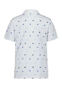Boys 4-7 Dog Print Performance Polo Shirt