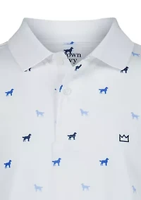 Boys 4-7 Dog Print Performance Polo Shirt