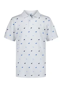 Boys 8-20 Dog Print Performance Polo Shirt