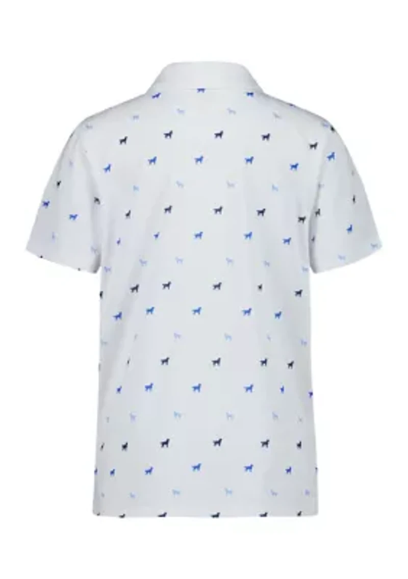 Boys 8-20 Dog Print Performance Polo Shirt