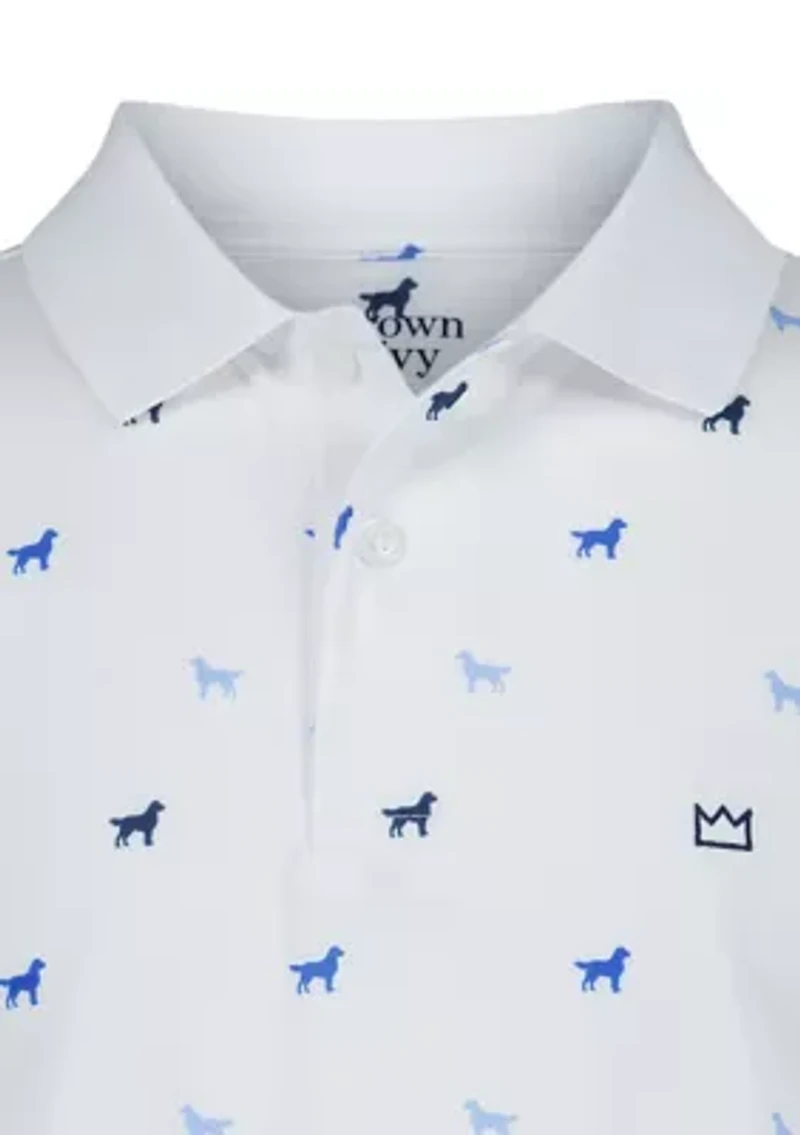 Boys 8-20 Dog Print Performance Polo Shirt