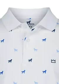 Boys 8-20 Dog Print Performance Polo Shirt