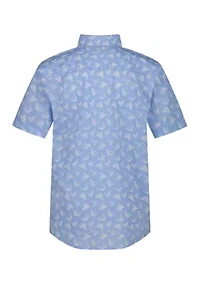 Husky Boys 8-20 Sailboat Printed Short Sleeve Woven Shirt
