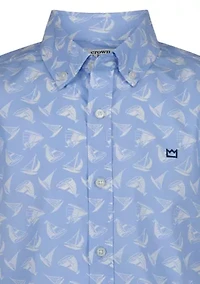 Husky Boys 8-20 Sailboat Printed Short Sleeve Woven Shirt
