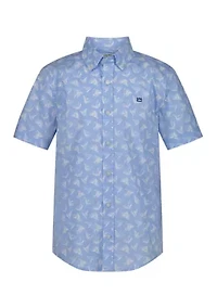Boys 4-7 Sailboat Printed Short Sleeve Woven Shirt