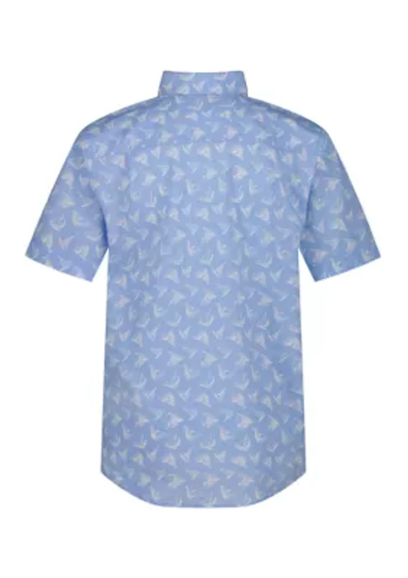 Boys 4-7 Sailboat Printed Short Sleeve Woven Shirt
