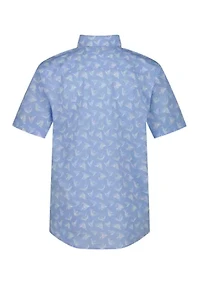 Boys 4-7 Sailboat Printed Short Sleeve Woven Shirt