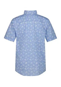 Boys 8-20 Sailboat Printed Short Sleeve Woven Shirt