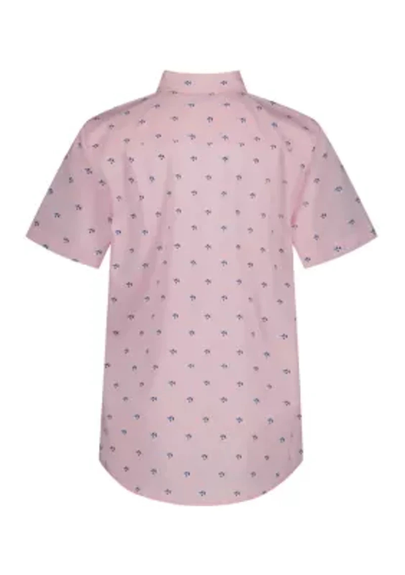 Husky Boys 8-20 Fish Printed Short Sleeve Woven Shirt