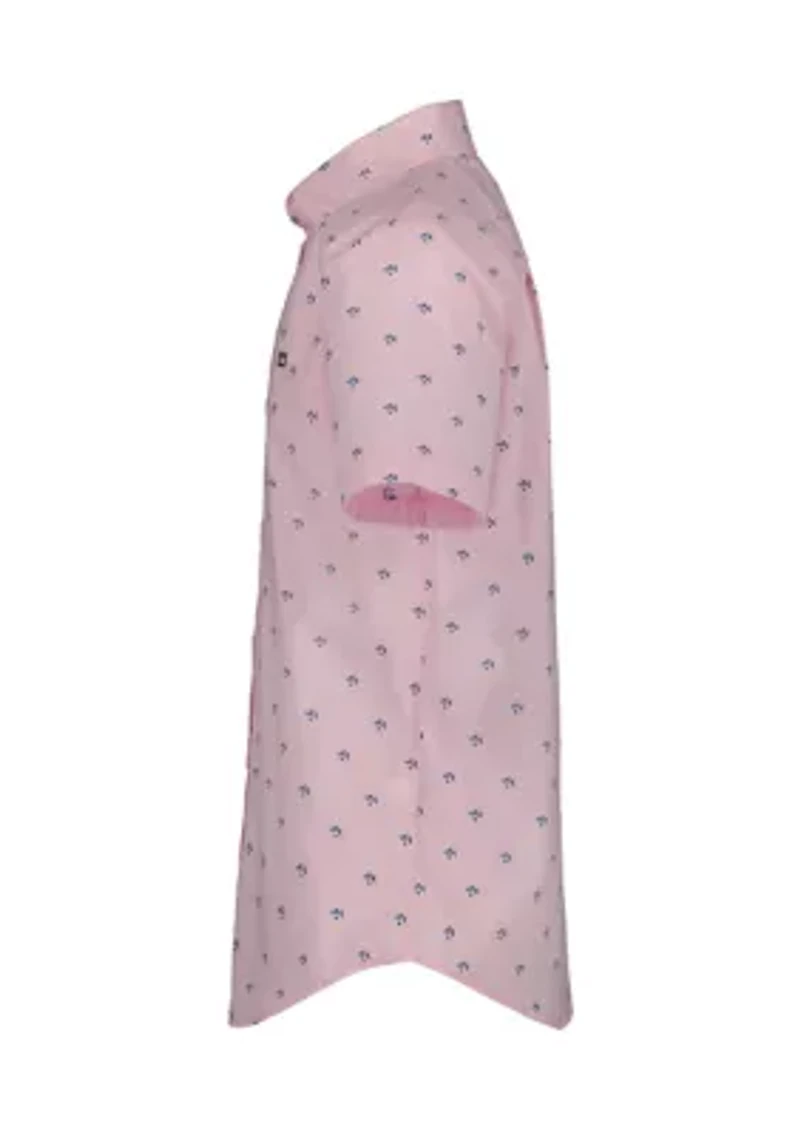 Husky Boys 8-20 Fish Printed Short Sleeve Woven Shirt