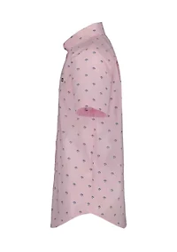 Husky Boys 8-20 Fish Printed Short Sleeve Woven Shirt