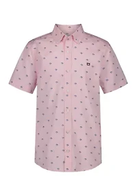 Boys 8-20 Fish Print Short Sleeve Woven Shirt