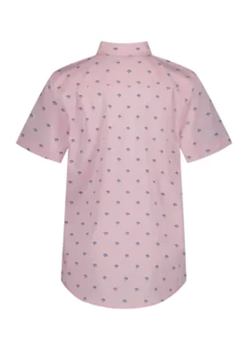Boys 8-20 Fish Print Short Sleeve Woven Shirt