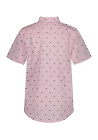 Boys 8-20 Fish Print Short Sleeve Woven Shirt